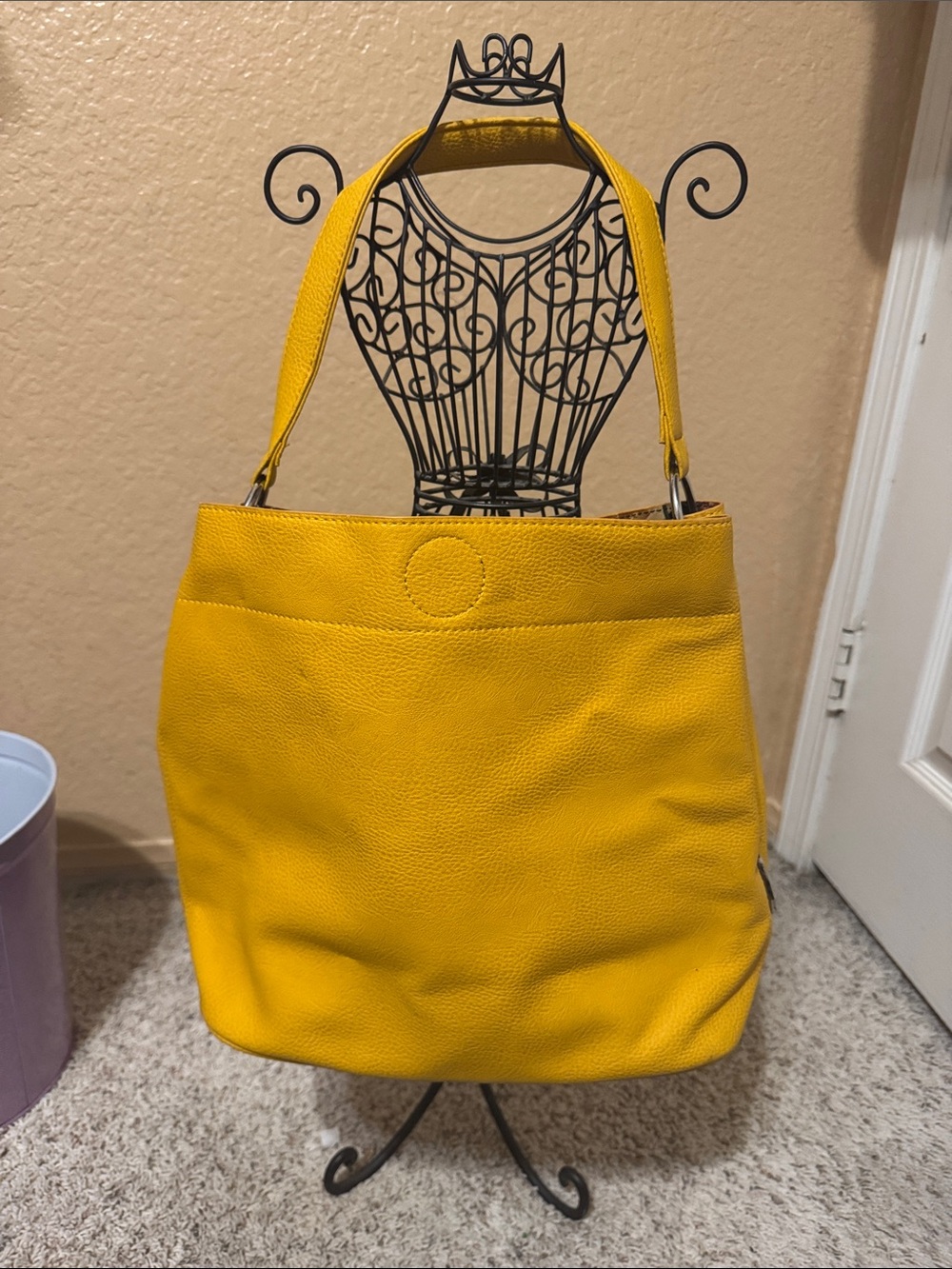 Yellow Carlos Leather Shoulder Tote Bag